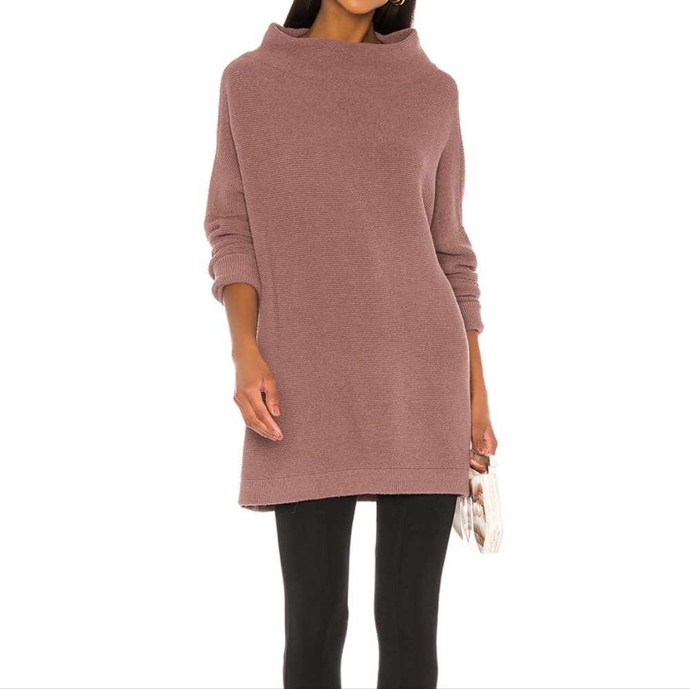Free People Ottoman Slouchy Tunic Mockneck Sweater Dress Oversized Nutmeg Size S